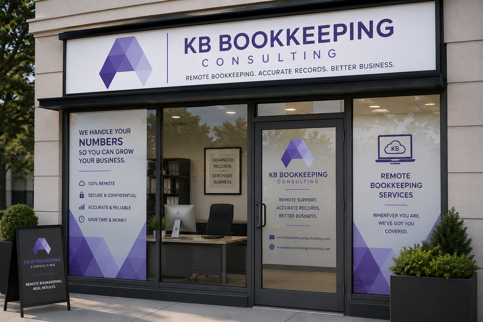 KB Bookkeeping Consulting Co. remote storefront — Remote Bookkeeping. Accurate Records. Better Business.
